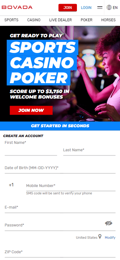Bovada Casino Mobile screenshot